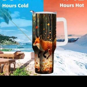 Vibrant Fox Design Insulated Tumbler - Black and Orange